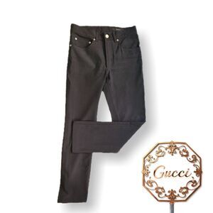 Gucci (Authentic) Silky Black Mid-Rise Slim Leg Stretch Ankle Pants, EU 38/US 6